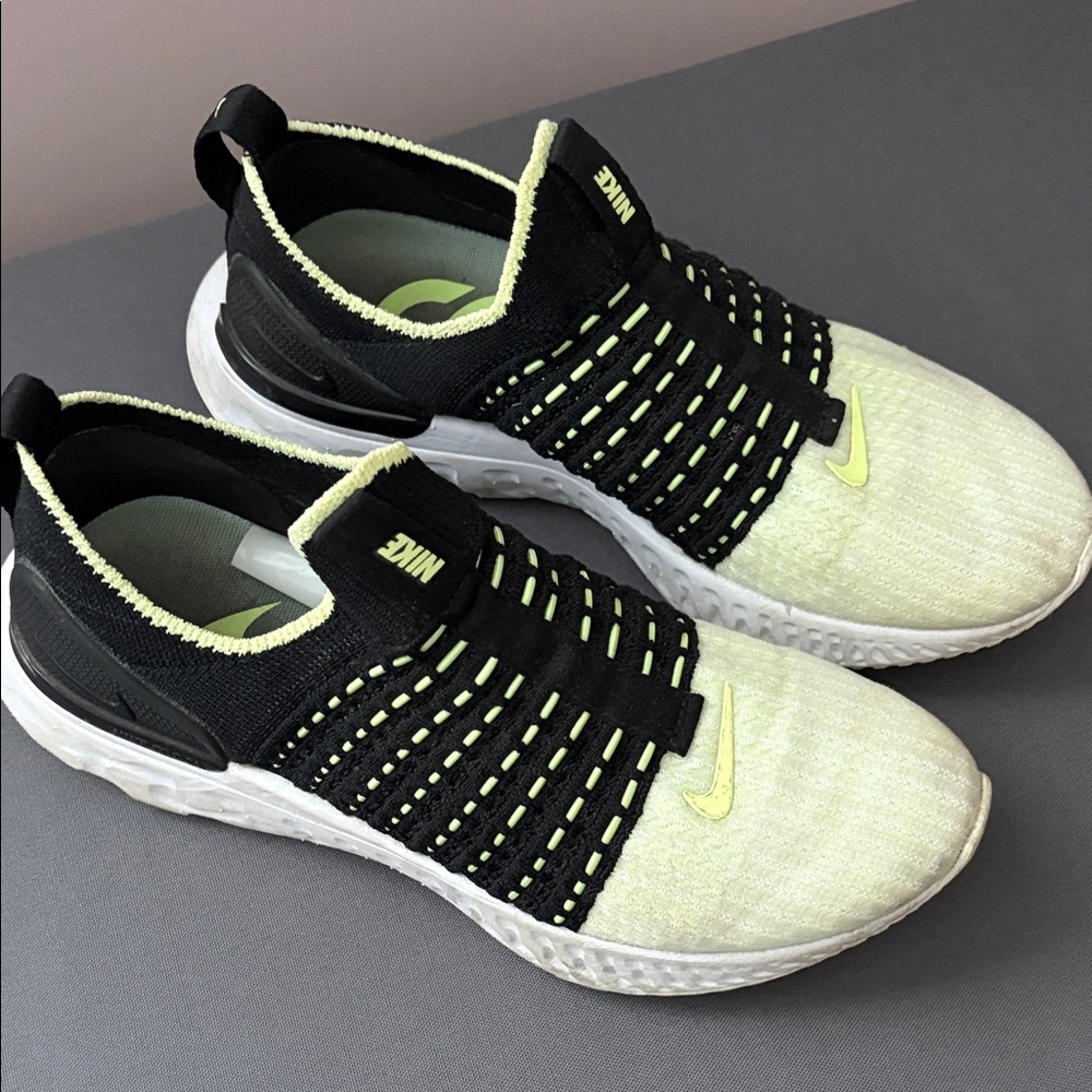 Nike Black and Lime Green Athletic Shoes: Phantom react